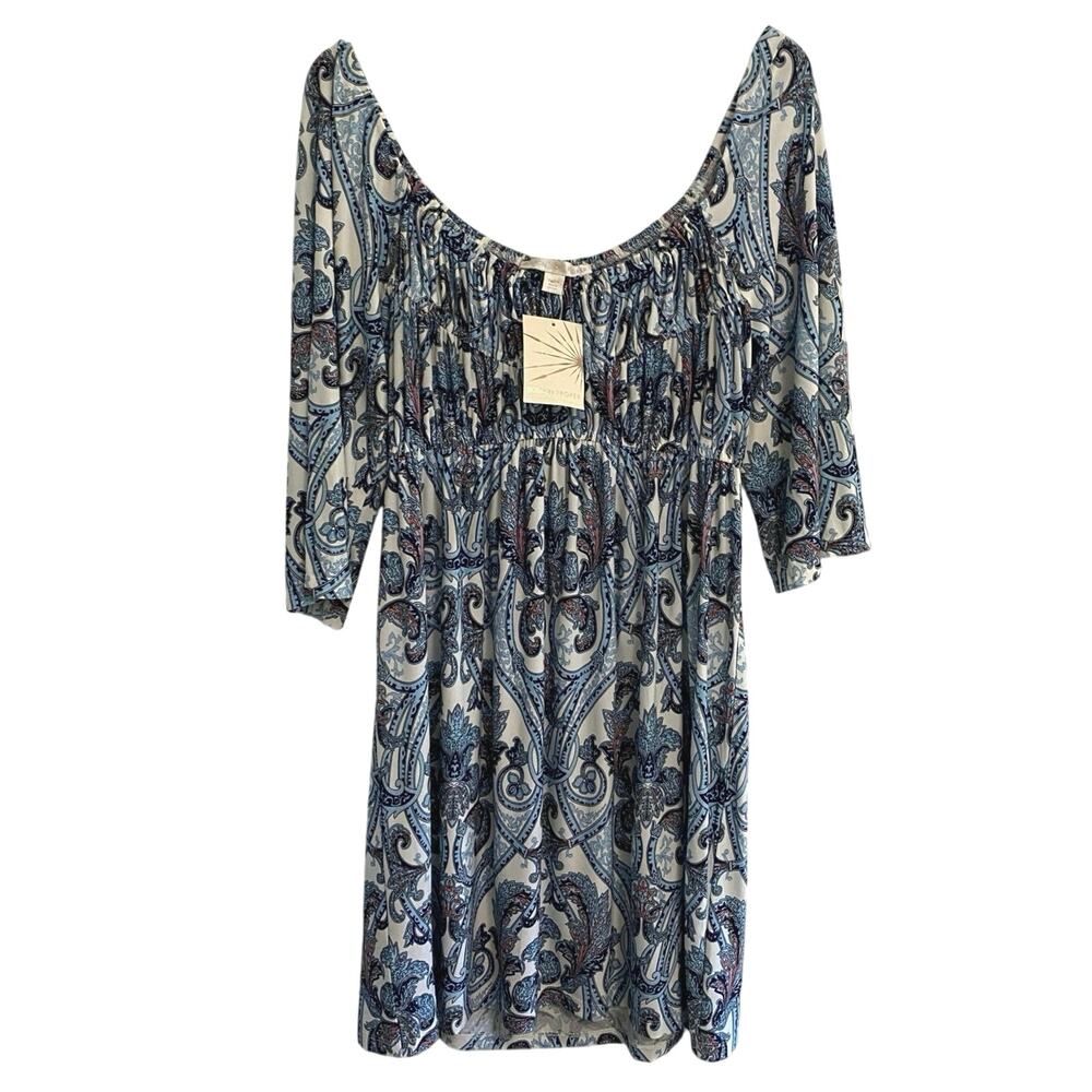 Boston Proper Gated Scroll Boho Smoked Mini Dress  Womens Size 6 NWT FLAW